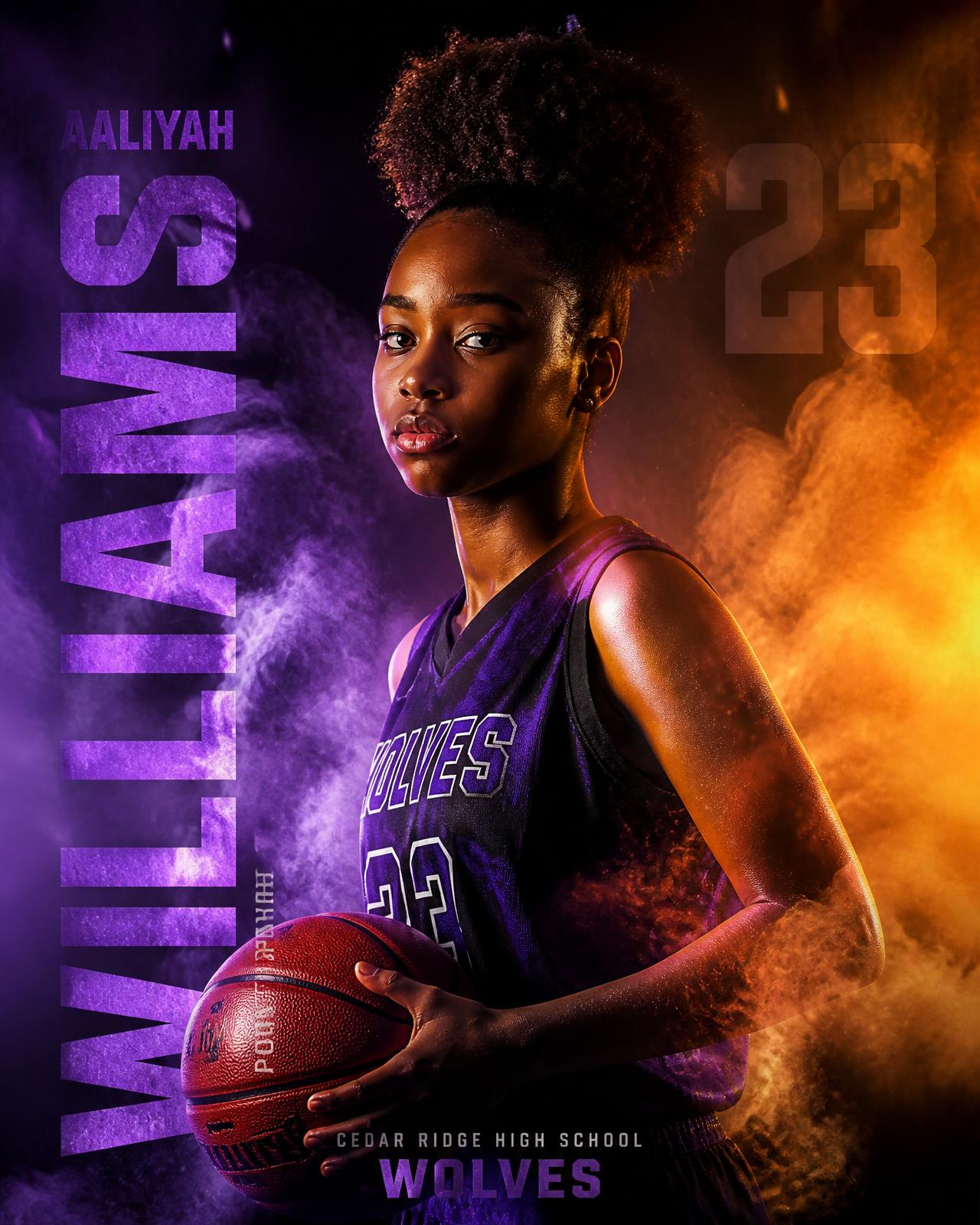 Basketball player hero banner portrait